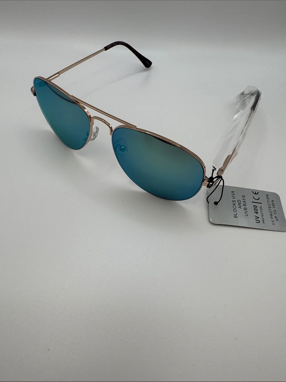 Aviator Sunglasses with Blue-Green Mirrored Lenses